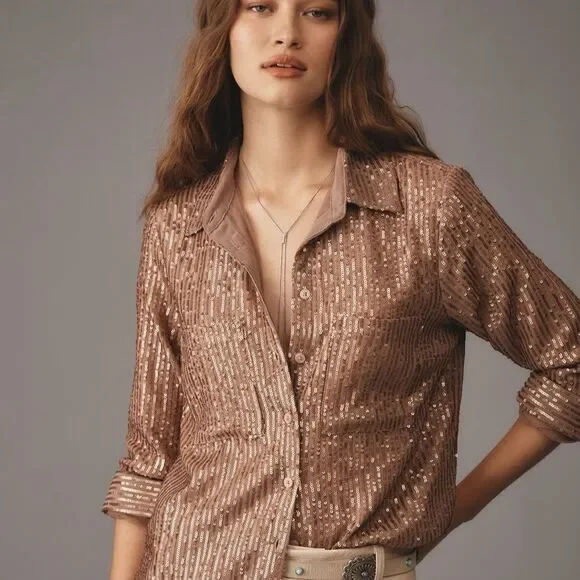 Anthropologie The Remie Sequin Buttondown | Size: Small - Picture 2 of 4